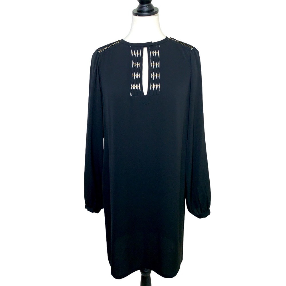 DVF Black Florina Mini Longsleeve Silk Dress